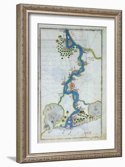 Ms W.658 Fol.304V Map of the Nile from the Kitab-I Bahriye-Piri Reis-Framed Giclee Print