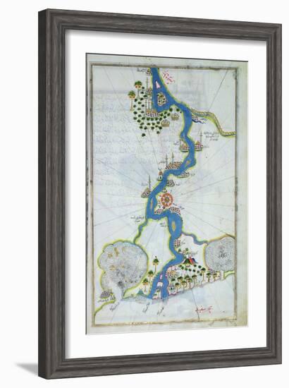 Ms W.658 Fol.304V Map of the Nile from the Kitab-I Bahriye-Piri Reis-Framed Giclee Print