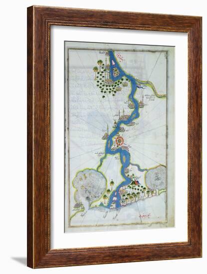 Ms W.658 Fol.304V Map of the Nile from the Kitab-I Bahriye-Piri Reis-Framed Giclee Print