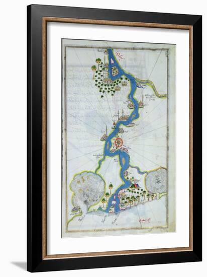 Ms W.658 Fol.304V Map of the Nile from the Kitab-I Bahriye-Piri Reis-Framed Giclee Print