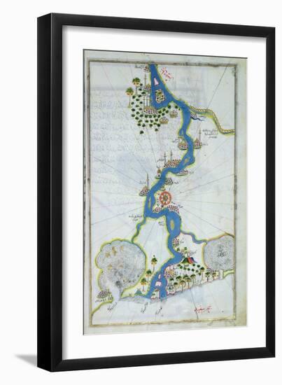 Ms W.658 Fol.304V Map of the Nile from the Kitab-I Bahriye-Piri Reis-Framed Giclee Print