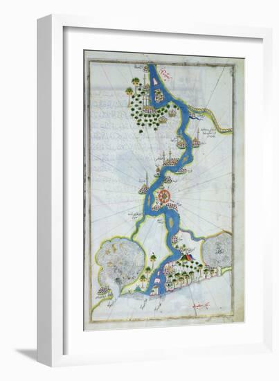 Ms W.658 Fol.304V Map of the Nile from the Kitab-I Bahriye-Piri Reis-Framed Giclee Print