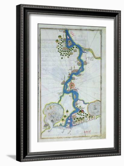 Ms W.658 Fol.304V Map of the Nile from the Kitab-I Bahriye-Piri Reis-Framed Giclee Print