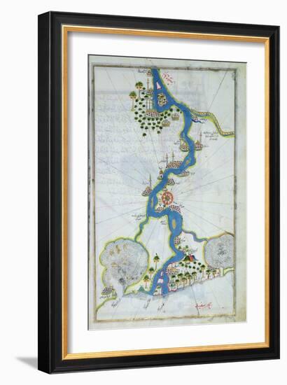 Ms W.658 Fol.304V Map of the Nile from the Kitab-I Bahriye-Piri Reis-Framed Giclee Print