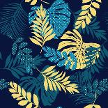 Navy Blue Hand Drawn Cactus Tropical Garden Seamless Pattern. in Light Pink Background.-MSNTY-Art Print