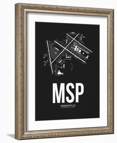 MSP Minneapolis Airport Black-NaxArt-Framed Art Print