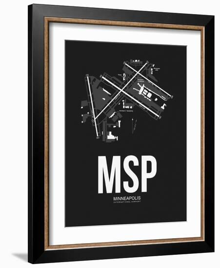 MSP Minneapolis Airport Black-NaxArt-Framed Art Print