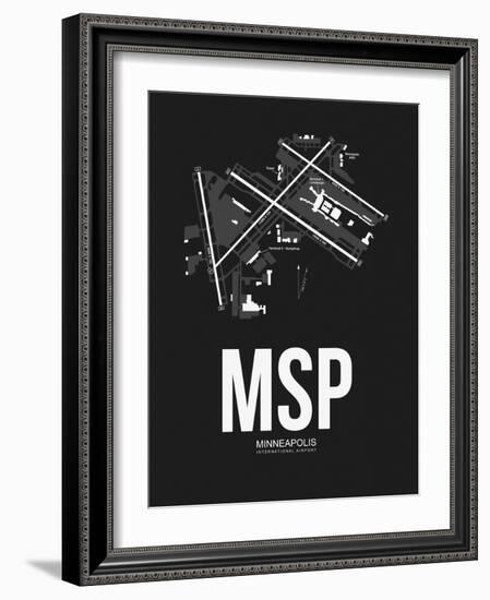 MSP Minneapolis Airport Black-NaxArt-Framed Art Print