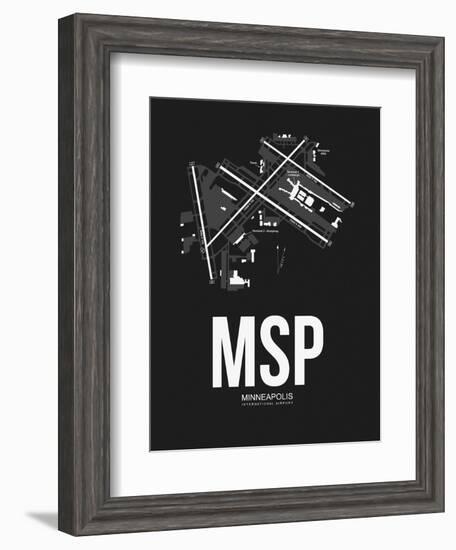 MSP Minneapolis Airport Black-NaxArt-Framed Art Print