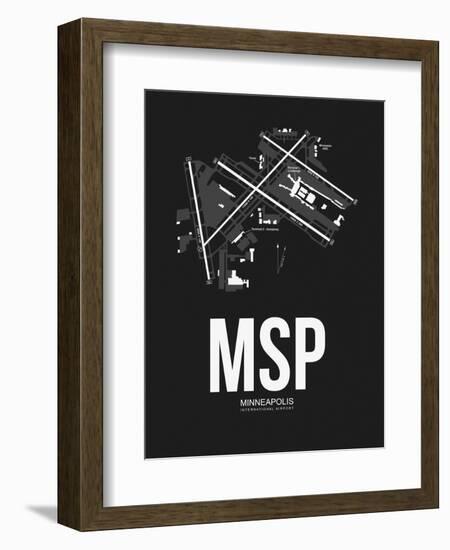 MSP Minneapolis Airport Black-NaxArt-Framed Art Print