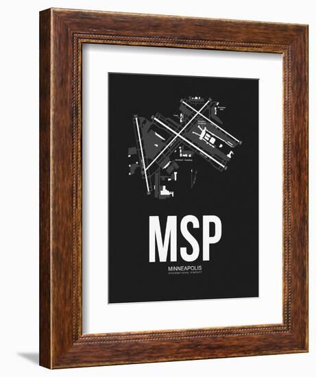 MSP Minneapolis Airport Black-NaxArt-Framed Art Print