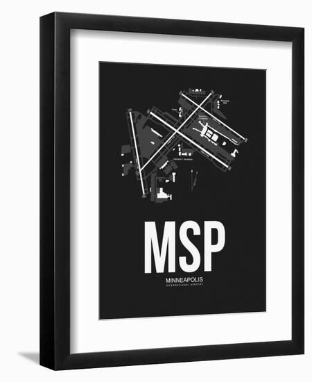 MSP Minneapolis Airport Black-NaxArt-Framed Art Print