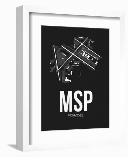 MSP Minneapolis Airport Black-NaxArt-Framed Art Print