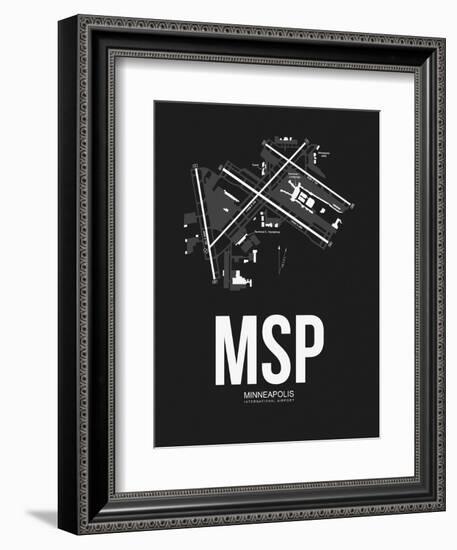 MSP Minneapolis Airport Black-NaxArt-Framed Art Print