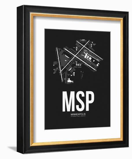 MSP Minneapolis Airport Black-NaxArt-Framed Art Print