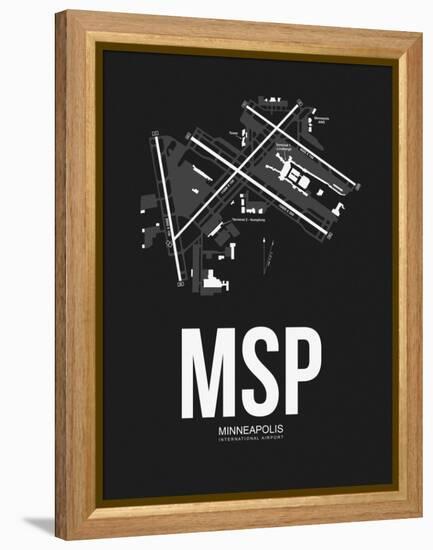 MSP Minneapolis Airport Black-NaxArt-Framed Stretched Canvas