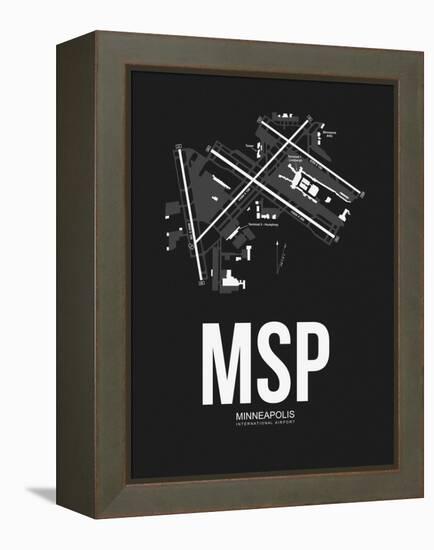 MSP Minneapolis Airport Black-NaxArt-Framed Stretched Canvas