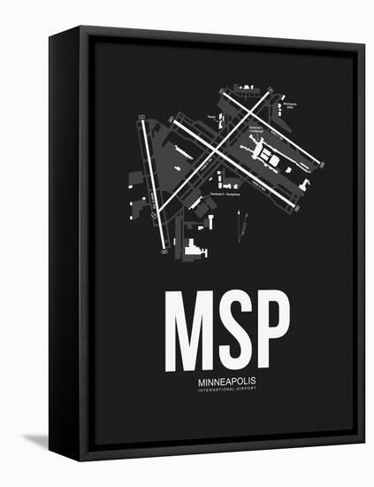 MSP Minneapolis Airport Black-NaxArt-Framed Stretched Canvas