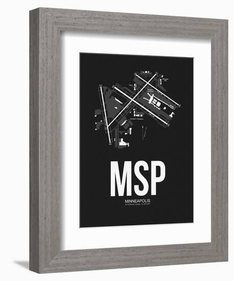 MSP Minneapolis Airport Black-NaxArt-Framed Premium Giclee Print
