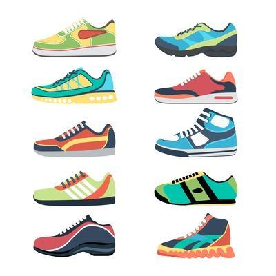 Sports Shoes Vector Set. Fashion Sportwear, Everyday Sneaker, Footwear  Clothing Illustration' Art Print - MSSA | Art.com