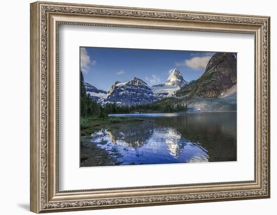 Mt Assiniboine, Sunburst Peak, and Mt Magog as Seen from Sunburst Lake-Howie Garber-Framed Photographic Print