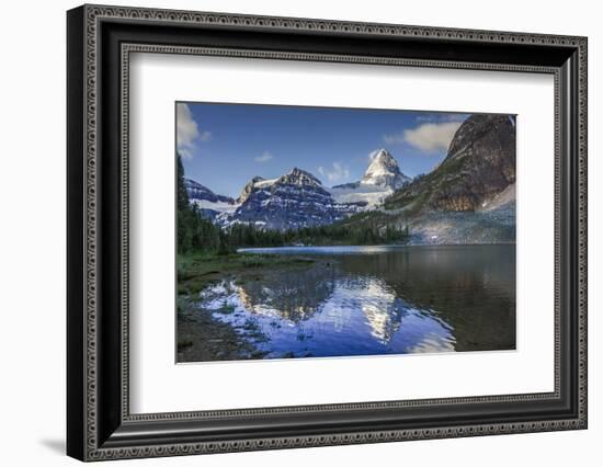 Mt Assiniboine, Sunburst Peak, and Mt Magog as Seen from Sunburst Lake-Howie Garber-Framed Photographic Print