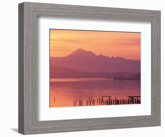 Mt. Baker and Puget Sound at Dawn, Anacortes, Washington, USA-William Sutton-Framed Photographic Print