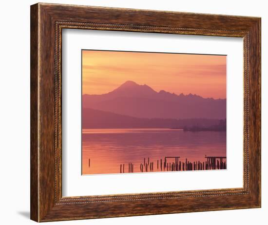 Mt. Baker and Puget Sound at Dawn, Anacortes, Washington, USA-William Sutton-Framed Photographic Print