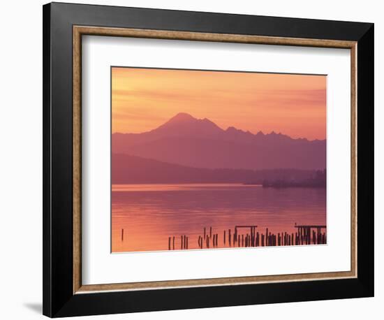 Mt. Baker and Puget Sound at Dawn, Anacortes, Washington, USA-William Sutton-Framed Photographic Print