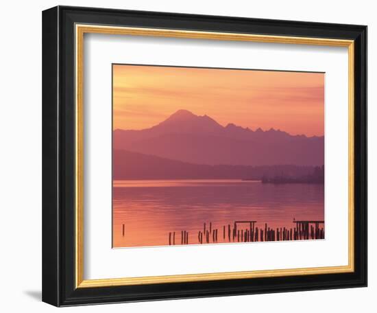 Mt. Baker and Puget Sound at Dawn, Anacortes, Washington, USA-William Sutton-Framed Photographic Print