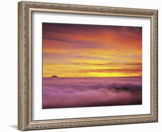 Mt. Baker Peeks Above the Clouds in Olympic National Park, Washington, USA-Dennis Flaherty-Framed Photographic Print