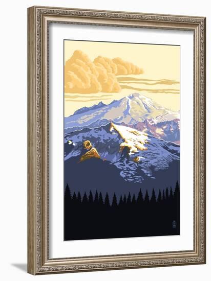 Mt. Baker Snoqualmie National Forest (Image Only)-Lantern Press-Framed Art Print