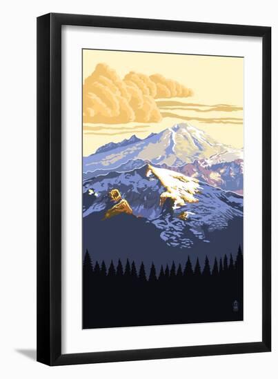 Mt. Baker Snoqualmie National Forest (Image Only)-Lantern Press-Framed Art Print