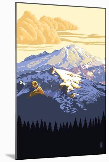 Mt. Baker Snoqualmie National Forest (Image Only)-Lantern Press-Mounted Art Print