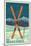 Mt. Baker, Washington - Crossed Skis-Lantern Press-Mounted Art Print