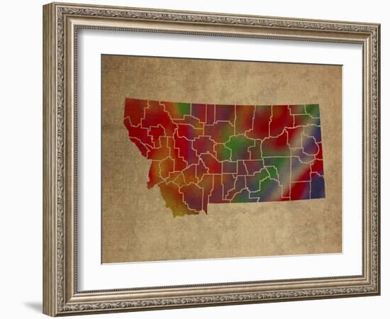 MT Colorful Counties-Red Atlas Designs-Framed Giclee Print