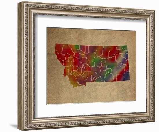 MT Colorful Counties-Red Atlas Designs-Framed Giclee Print