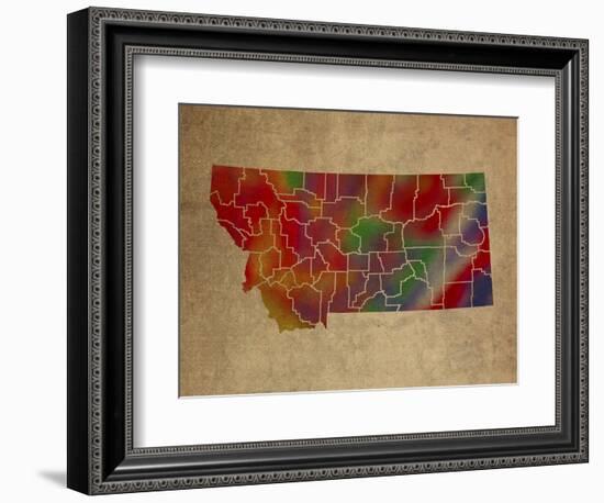 MT Colorful Counties-Red Atlas Designs-Framed Giclee Print