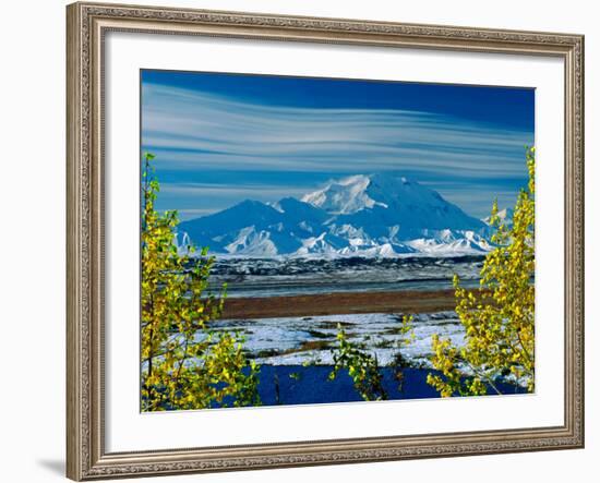 Mt. Denali After First Snowfall of the Summer, Denali National Park, Alaska, USA-Charles Sleicher-Framed Photographic Print