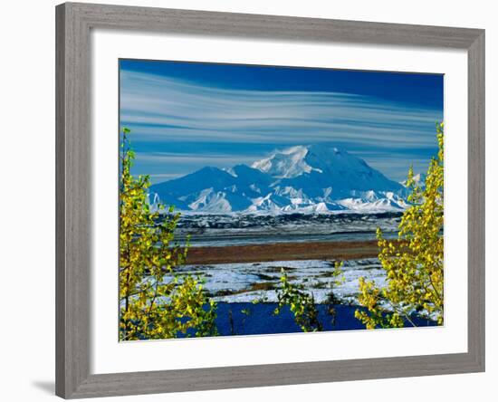 Mt. Denali After First Snowfall of the Summer, Denali National Park, Alaska, USA-Charles Sleicher-Framed Photographic Print