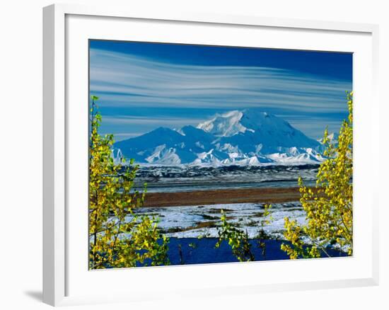 Mt. Denali After First Snowfall of the Summer, Denali National Park, Alaska, USA-Charles Sleicher-Framed Photographic Print