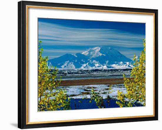 Mt. Denali After First Snowfall of the Summer, Denali National Park, Alaska, USA-Charles Sleicher-Framed Photographic Print