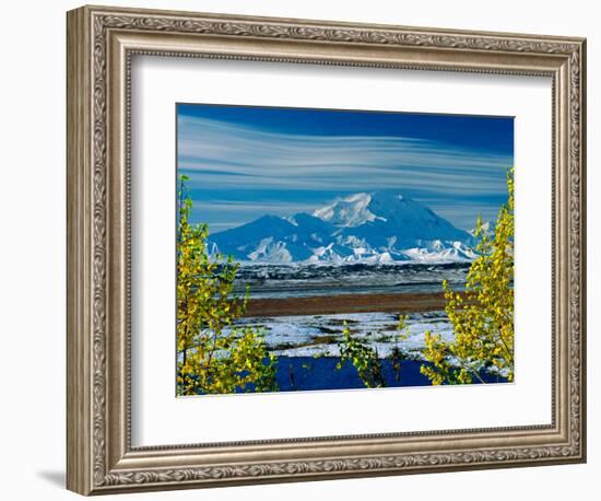 Mt. Denali After First Snowfall of the Summer, Denali National Park, Alaska, USA-Charles Sleicher-Framed Photographic Print