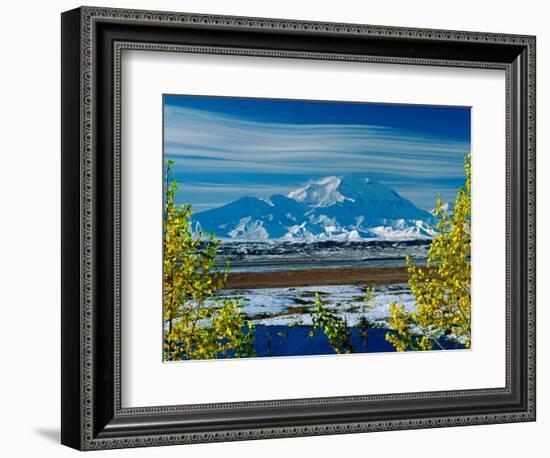 Mt. Denali After First Snowfall of the Summer, Denali National Park, Alaska, USA-Charles Sleicher-Framed Photographic Print