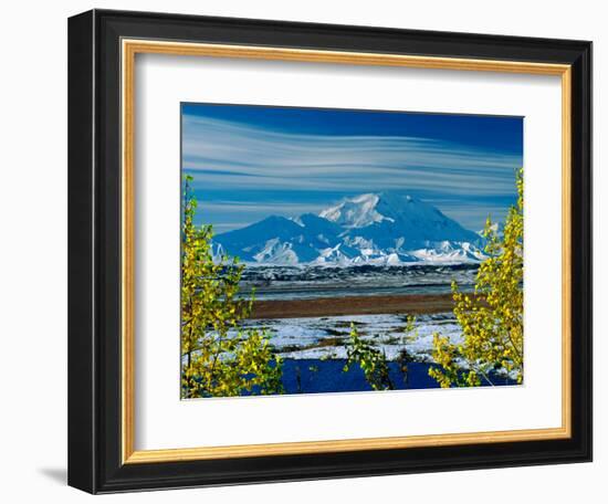 Mt. Denali After First Snowfall of the Summer, Denali National Park, Alaska, USA-Charles Sleicher-Framed Photographic Print