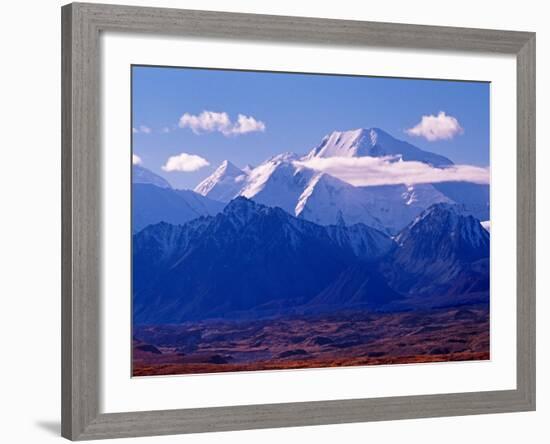 Mt. Denali and Muldrow Glacier Covered with Veneer of Vegetation, Alaska, USA-Charles Sleicher-Framed Photographic Print