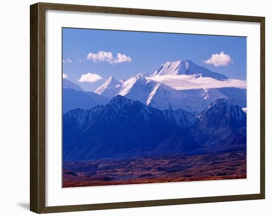 Mt. Denali and Muldrow Glacier Covered with Veneer of Vegetation, Alaska, USA-Charles Sleicher-Framed Photographic Print