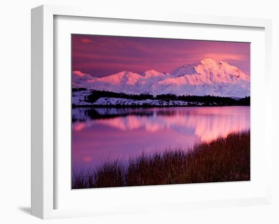 Mt. Denali at Sunset from Reflection Pond, Alaska, USA-Charles Sleicher-Framed Photographic Print