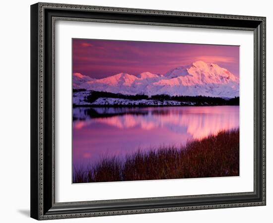 Mt. Denali at Sunset from Reflection Pond, Alaska, USA-Charles Sleicher-Framed Photographic Print