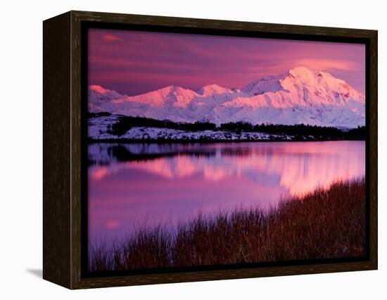 Mt. Denali at Sunset from Reflection Pond, Alaska, USA-Charles Sleicher-Framed Premier Image Canvas